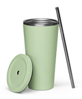 Techniškai Visada Pilna insulated straw tumbler in Mint, 20 oz, original Lithuanian water-and-air science graphic – view 13