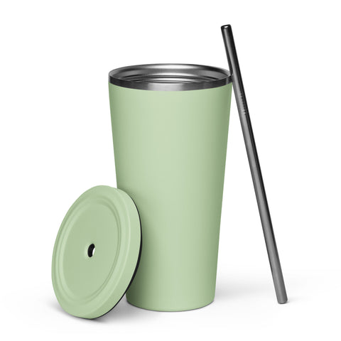 Techniškai Visada Pilna insulated straw tumbler in Mint, 20 oz, original Lithuanian water-and-air science graphic – view 13