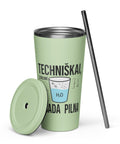 Techniškai Visada Pilna insulated straw tumbler in Mint, 20 oz, original Lithuanian water-and-air science graphic – view 9