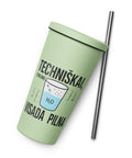 Techniškai Visada Pilna insulated straw tumbler in Mint, 20 oz, original Lithuanian water-and-air science graphic – view 17