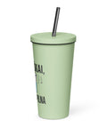 Techniškai Visada Pilna insulated straw tumbler in Mint, 20 oz, original Lithuanian water-and-air science graphic – view 3