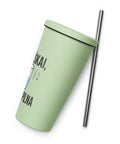Techniškai Visada Pilna insulated straw tumbler in Mint, 20 oz, original Lithuanian water-and-air science graphic – view 19