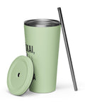 Techniškai Visada Pilna insulated straw tumbler in Mint, 20 oz, original Lithuanian water-and-air science graphic – view 11