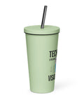 Techniškai Visada Pilna insulated straw tumbler in Mint, 20 oz, original Lithuanian water-and-air science graphic – view 5