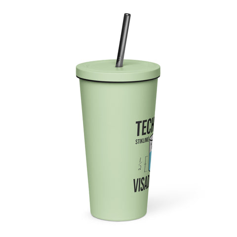 Techniškai Visada Pilna insulated straw tumbler in Mint, 20 oz, original Lithuanian water-and-air science graphic – view 5