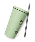 Techniškai Visada Pilna insulated straw tumbler in Mint, 20 oz, original Lithuanian water-and-air science graphic – view 21