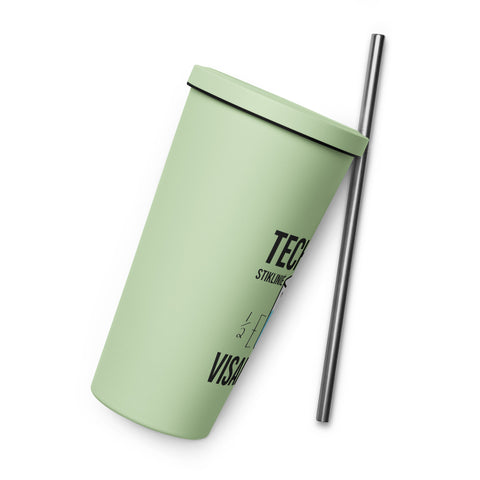 Techniškai Visada Pilna insulated straw tumbler in Mint, 20 oz, original Lithuanian water-and-air science graphic – view 21