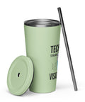 Techniškai Visada Pilna insulated straw tumbler in Mint, 20 oz, original Lithuanian water-and-air science graphic – view 15
