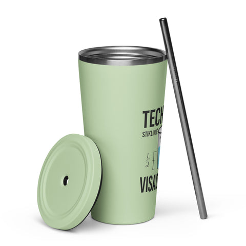 Techniškai Visada Pilna insulated straw tumbler in Mint, 20 oz, original Lithuanian water-and-air science graphic – view 15