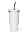 Techniškai Visada Pilna insulated straw tumbler in White, 20 oz, original Lithuanian water-and-air science graphic – view 8