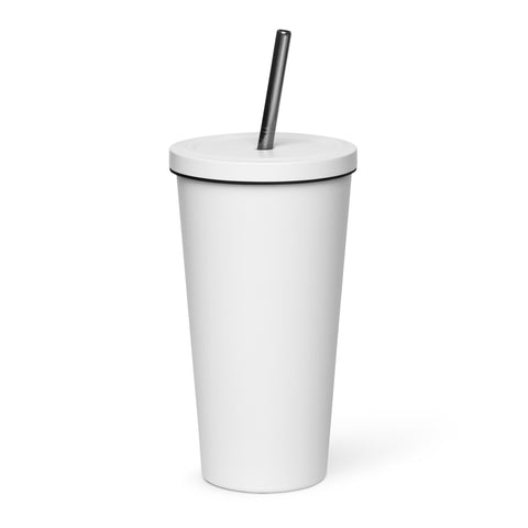Techniškai Visada Pilna insulated straw tumbler in White, 20 oz, original Lithuanian water-and-air science graphic – view 8