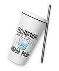 Techniškai Visada Pilna insulated straw tumbler in White, 20 oz, original Lithuanian water-and-air science graphic – view 18