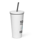 Techniškai Visada Pilna insulated straw tumbler in White, 20 oz, original Lithuanian water-and-air science graphic – view 6