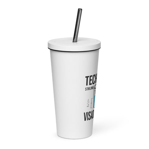 Techniškai Visada Pilna insulated straw tumbler in White, 20 oz, original Lithuanian water-and-air science graphic – view 6