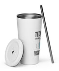 Techniškai Visada Pilna insulated straw tumbler in White, 20 oz, original Lithuanian water-and-air science graphic – view 16