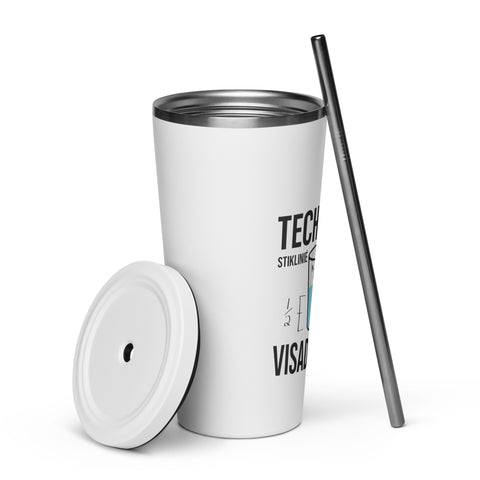 Techniškai Visada Pilna insulated straw tumbler in White, 20 oz, original Lithuanian water-and-air science graphic – view 16