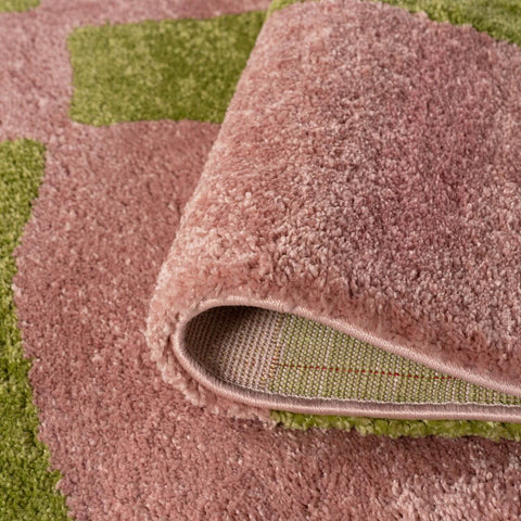 Joli Tapis à Carreaux Vert et Rose