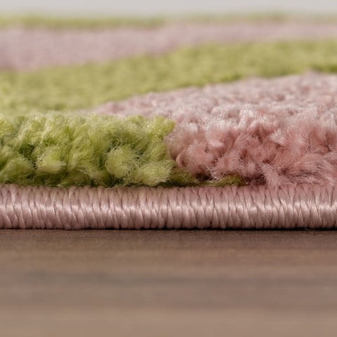 Joli Tapis à Carreaux Vert et Rose