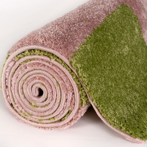 Joli Tapis à Carreaux Vert et Rose