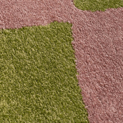 Joli Tapis à Carreaux Vert et Rose