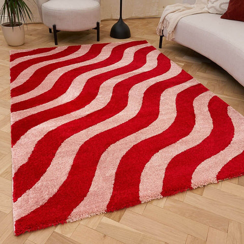 Joli Wave Rot & Rosa Teppich