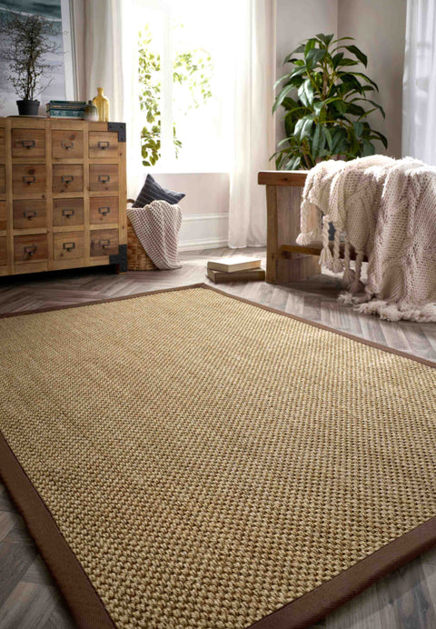 Tapis en sisal naturel antidérapant avec bordure