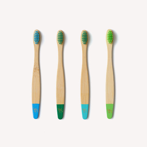 Children's Bamboo Toothbrush - 4 Pack - Aqua Colour