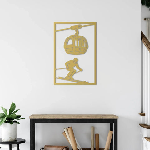 Thrill of the Mountains Metal Wall Art | Ski Lift Decorative Sculpture