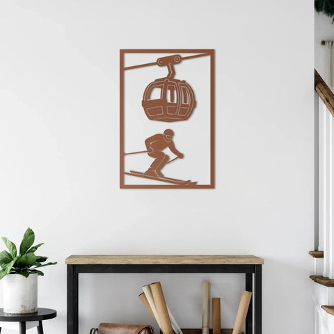 Thrill of the Mountains Metal Wall Art | Ski Lift Decorative Sculpture