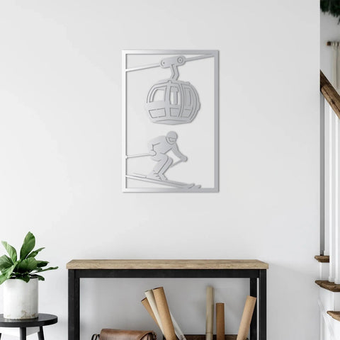Thrill of the Mountains Metal Wall Art | Ski Lift Decorative Sculpture