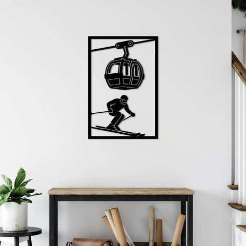 Thrill of the Mountains Metal Wall Art | Ski Lift Decorative Sculpture
