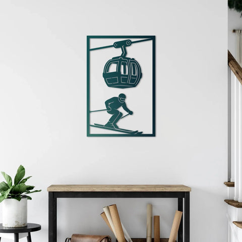 Thrill of the Mountains Metal Wall Art | Ski Lift Decorative Sculpture