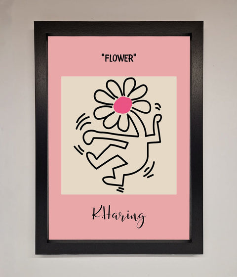Keith Haring Flower Pink Framed Poster