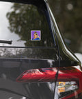 Victoria in Violet 3 × 3 inch vinyl sticker with full crowned Queen Victoria pop-art portrait on purple halftone background – view 5