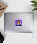 Victoria in Violet 3 × 3 inch vinyl sticker with full crowned Queen Victoria pop-art portrait on purple halftone background – view 4