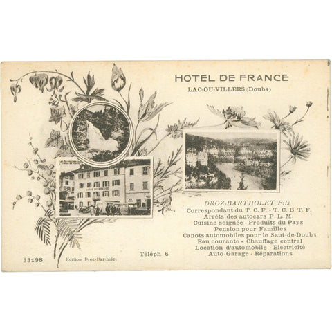 Lac - ou - Villers, France – Hôtel de France – Postcard Early 20th Century