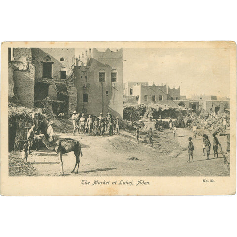 Lahej, Aden Yemen – The Market at Lahej, Early 20th Century Postcard