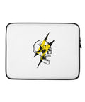 Skull Lightning 13-inch neoprene laptop sleeve with original screaming skull emblem on white – product view 1