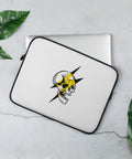Skull Lightning 13-inch neoprene laptop sleeve with original screaming skull emblem on white – product view 2