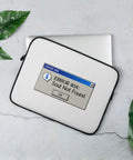 Soul Not Found 13-inch laptop sleeve with retro Error 404 computer dialog – alternate front view
