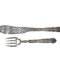 Large 1857 Antique Victorian Era Sterling Silver Fish Servers with engraved fisherman Silversmith Harrison Brothers & Howson (Henry Harrison) Sheffield Hallmarks