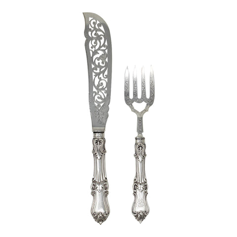 Large 1867 - 68 Antique Victorian Era Sterling Silver Fish Servers Silversmith John Gilbert Birmingham Hallmarks