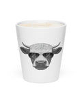 Cool Bull white ceramic latte mug, 12 oz, bull in sunglasses artwork – view 4