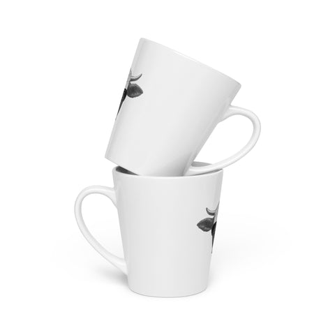 Cool Bull white ceramic latte mug, 12 oz, bull in sunglasses artwork – view 7