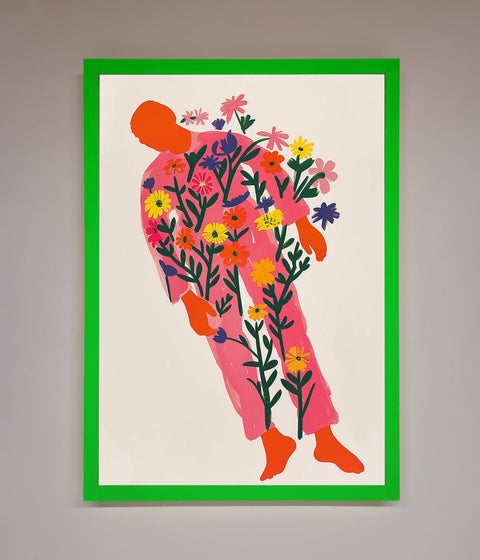 Laying In The Flowers Framed Poster