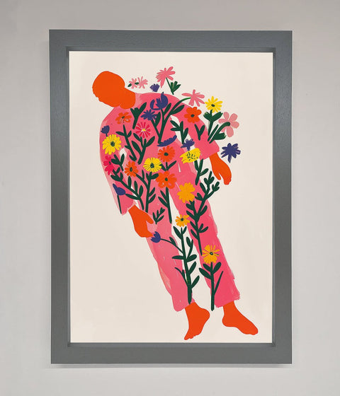 Laying In The Flowers Framed Poster
