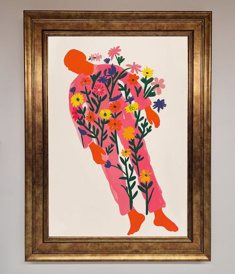 Laying In The Flowers Framed Poster