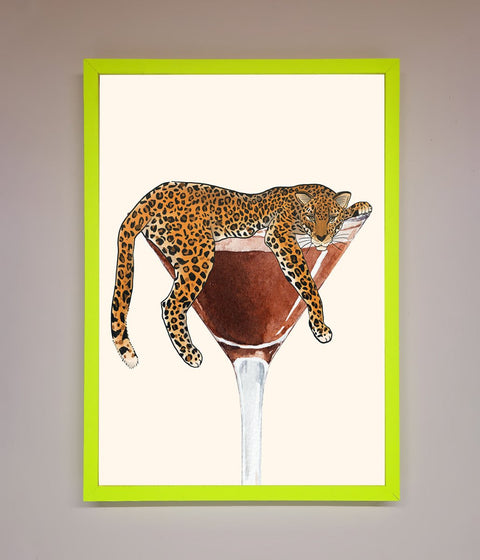 Lazy Leopard Martini Framed Poster