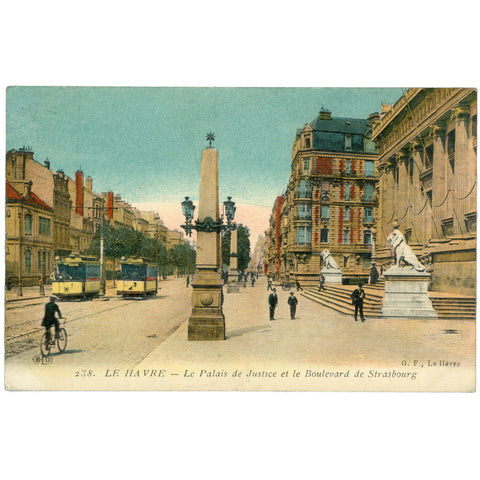 Le Havre, France – Palais de Justice and Boulevard de Strasbourg – Postcard early 20th Century