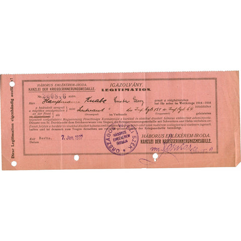 Lieutenant Gustav George Knabe WWI German Military Memorabilia Lot, Medals, Documents